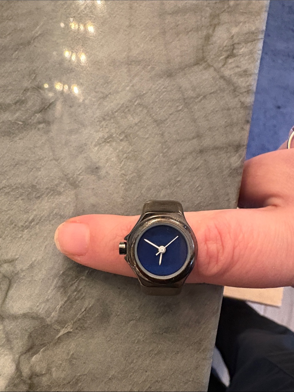 Blue Dial Women’s Ring Watch — Minimalist Jewelry Accessory